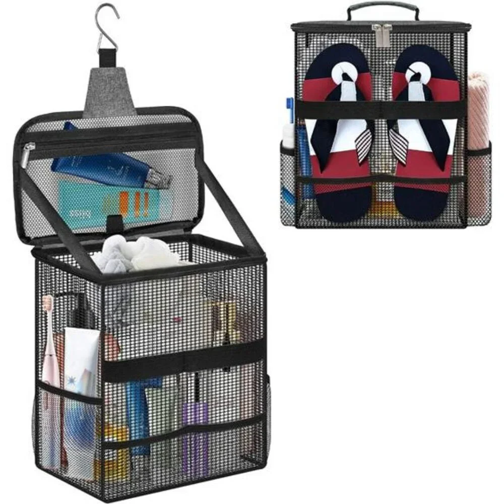Large mesh shower caddy tote bag bathroom organizer travel gym dorm camping